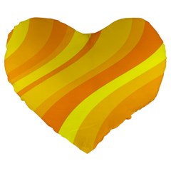 Orange Yellow Background Large 19  Premium Flano Heart Shape Cushions