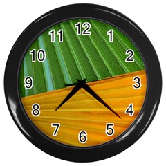 Pattern Colorful Palm Leaves Wall Clocks (black)