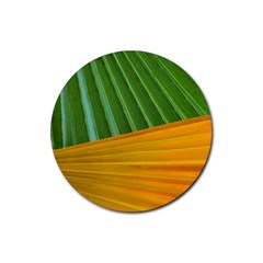 Pattern Colorful Palm Leaves Rubber Coaster (round) 