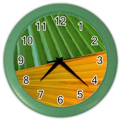 Pattern Colorful Palm Leaves Color Wall Clocks by Amaryn4rt