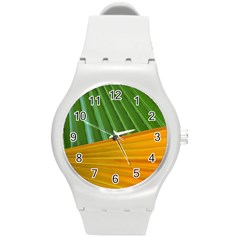 Pattern Colorful Palm Leaves Round Plastic Sport Watch (m)