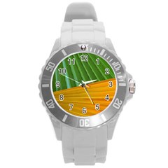 Pattern Colorful Palm Leaves Round Plastic Sport Watch (l)