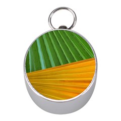 Pattern Colorful Palm Leaves Mini Silver Compasses by Amaryn4rt