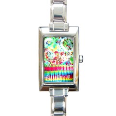 Pattern Decorated Schoolbus Tie Dye Rectangle Italian Charm Watch