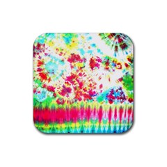 Pattern Decorated Schoolbus Tie Dye Rubber Coaster (square)  by Amaryn4rt