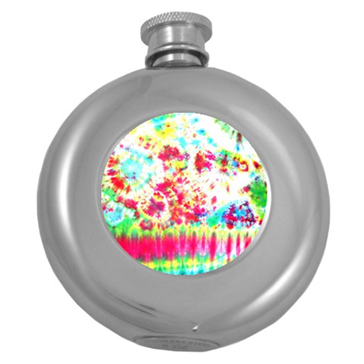 Pattern Decorated Schoolbus Tie Dye Round Hip Flask (5 oz)