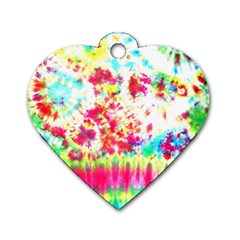 Pattern Decorated Schoolbus Tie Dye Dog Tag Heart (two Sides) by Amaryn4rt