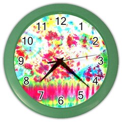 Pattern Decorated Schoolbus Tie Dye Color Wall Clocks