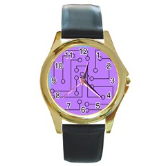 Peripherals Round Gold Metal Watch