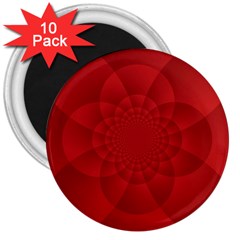 Psychedelic Art Red  Hi Tech 3  Magnets (10 Pack) 