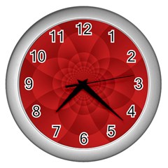 Psychedelic Art Red  Hi Tech Wall Clocks (silver)  by Amaryn4rt