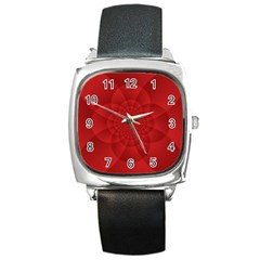 Psychedelic Art Red  Hi Tech Square Metal Watch by Amaryn4rt