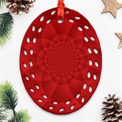 Psychedelic Art Red  Hi Tech Ornament (oval Filigree) by Amaryn4rt