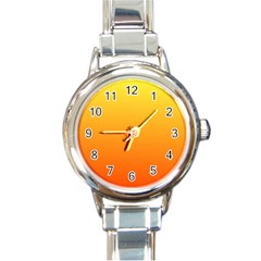 Rainbow Yellow Orange Background Round Italian Charm Watch