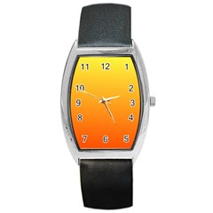 Rainbow Yellow Orange Background Barrel Style Metal Watch