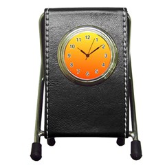 Rainbow Yellow Orange Background Pen Holder Desk Clocks