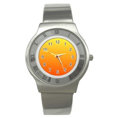 Rainbow Yellow Orange Background Stainless Steel Watch