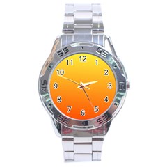 Rainbow Yellow Orange Background Stainless Steel Analogue Watch