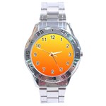 Rainbow Yellow Orange Background Stainless Steel Analogue Watch Front