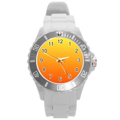 Rainbow Yellow Orange Background Round Plastic Sport Watch (l) by Amaryn4rt