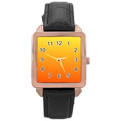 Rainbow Yellow Orange Background Rose Gold Leather Watch 