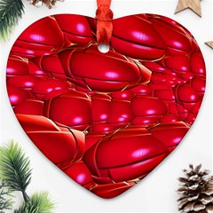 Red Abstract Cherry Balls Pattern Ornament (heart)