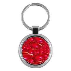 Red Abstract Cherry Balls Pattern Key Chains (round)  by Amaryn4rt