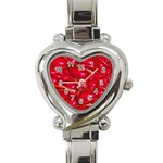 Red Abstract Cherry Balls Pattern Heart Italian Charm Watch Front