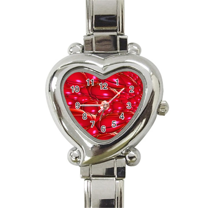 Red Abstract Cherry Balls Pattern Heart Italian Charm Watch