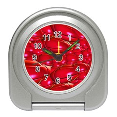 Red Abstract Cherry Balls Pattern Travel Alarm Clocks by Amaryn4rt