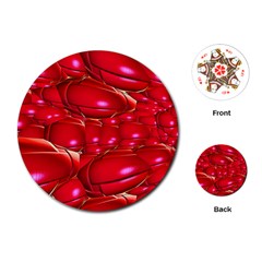 Red Abstract Cherry Balls Pattern Playing Cards (round) 