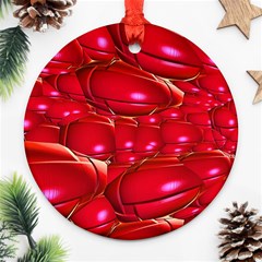 Red Abstract Cherry Balls Pattern Round Ornament (two Sides) by Amaryn4rt