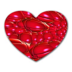 Red Abstract Cherry Balls Pattern Heart Mousepads by Amaryn4rt