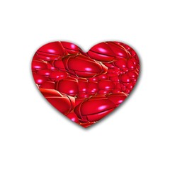 Red Abstract Cherry Balls Pattern Heart Coaster (4 Pack) 