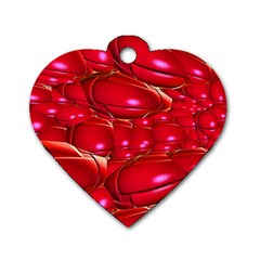 Red Abstract Cherry Balls Pattern Dog Tag Heart (one Side)