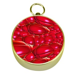 Red Abstract Cherry Balls Pattern Gold Compasses