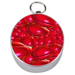 Red Abstract Cherry Balls Pattern Silver Compasses by Amaryn4rt