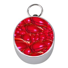 Red Abstract Cherry Balls Pattern Mini Silver Compasses