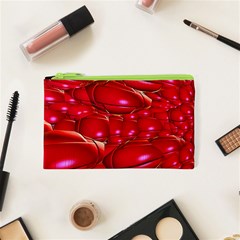 Red Abstract Cherry Balls Pattern Cosmetic Bag (xs)