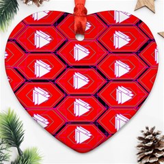 Red Bee Hive Heart Ornament (two Sides) by Amaryn4rt