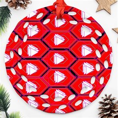 Red Bee Hive Ornament (round Filigree)