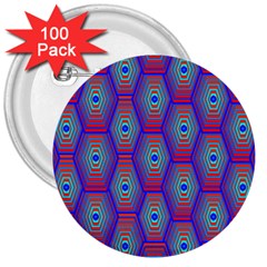 Red Blue Bee Hive 3  Buttons (100 Pack)  by Amaryn4rt