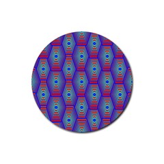 Red Blue Bee Hive Rubber Round Coaster (4 Pack) 