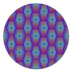 Red Blue Bee Hive Magnet 5  (round)