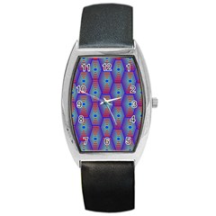 Red Blue Bee Hive Barrel Style Metal Watch