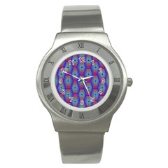 Red Blue Bee Hive Stainless Steel Watch