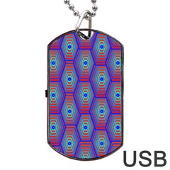 Red Blue Bee Hive Dog Tag Usb Flash (two Sides) by Amaryn4rt