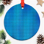 Seamless Blue Tiles Pattern Ornament (Round) Front