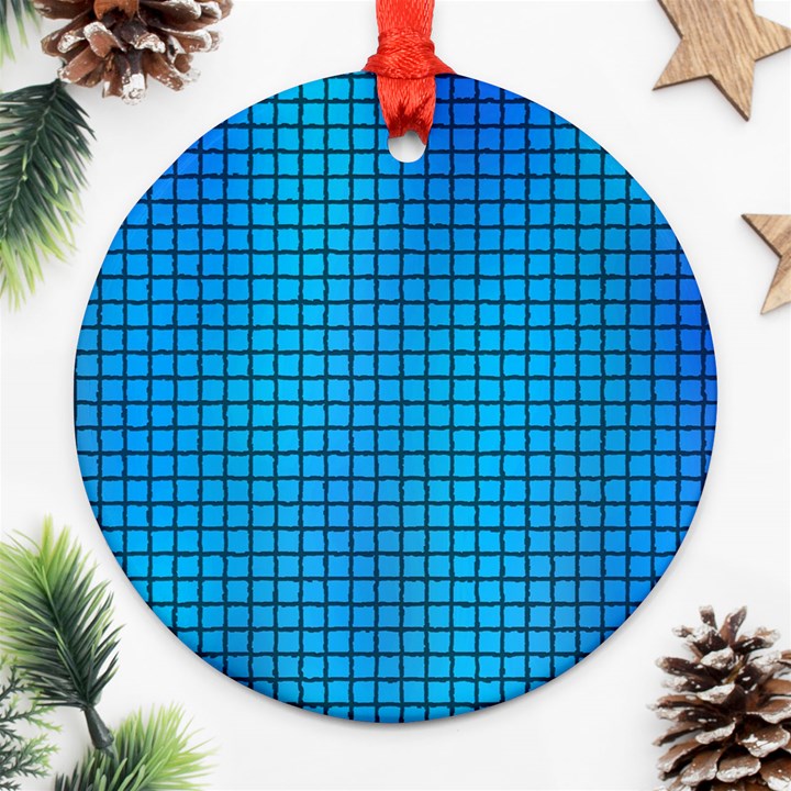 Seamless Blue Tiles Pattern Ornament (Round)