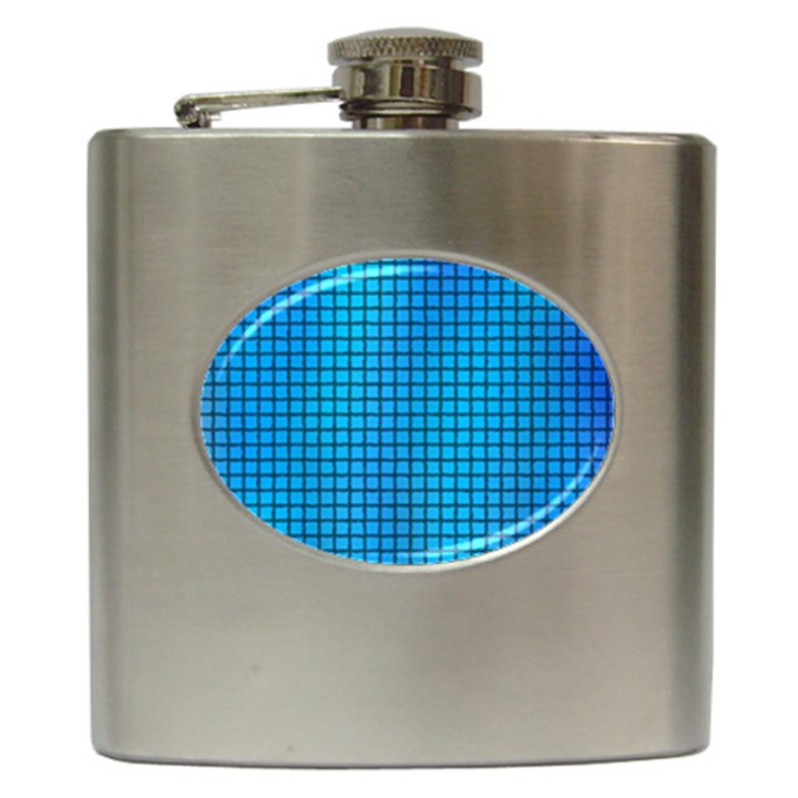 Seamless Blue Tiles Pattern Hip Flask (6 oz)